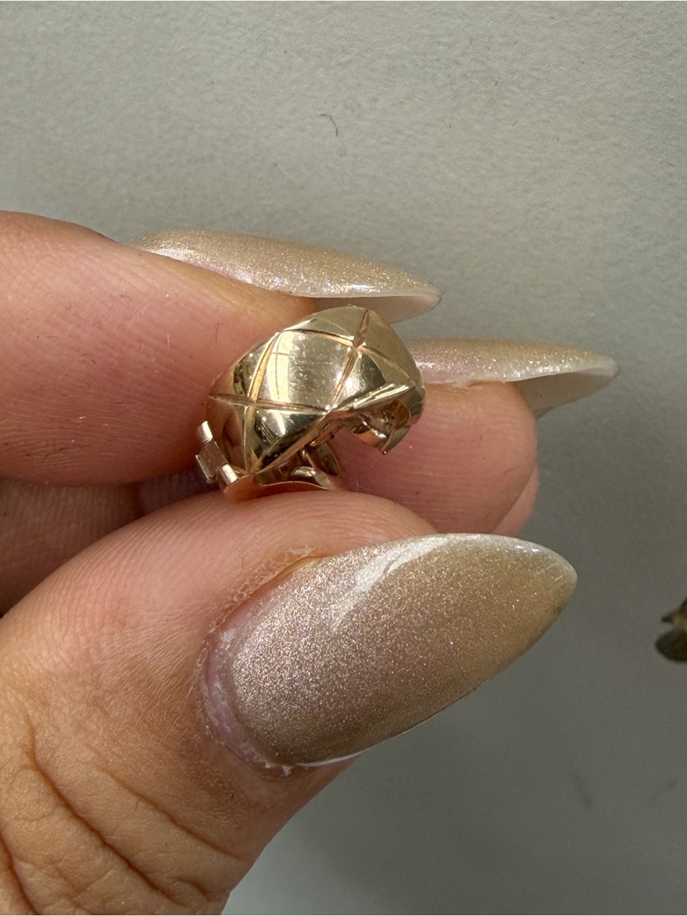 Chanel 18K Rose Gold Coco Crush Clip On Earring.
